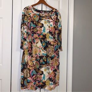 Boden Dress Pink Brown Teal Size 16L